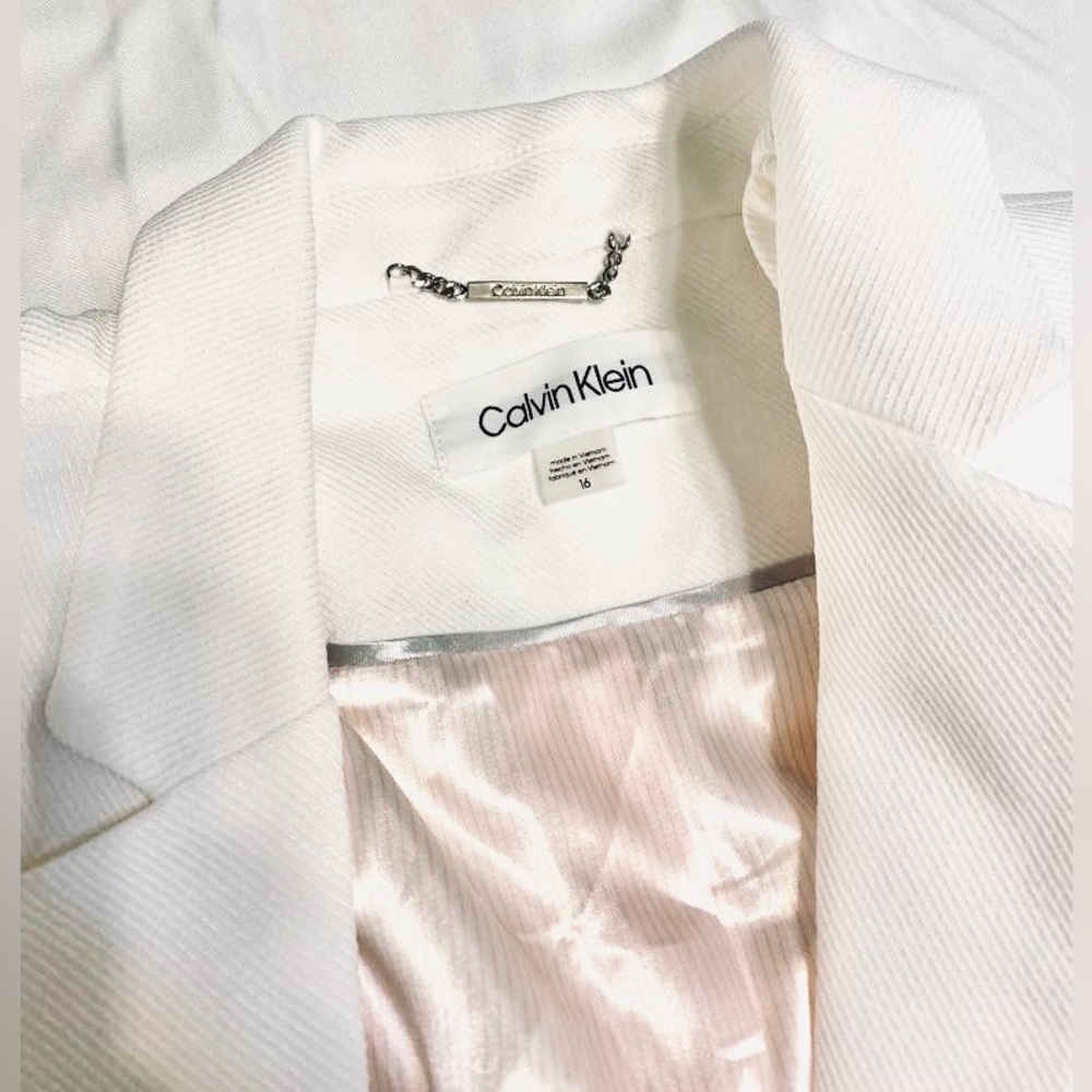 Calvin Klein Satin Lined Women's Suit Jacket (16, Winter White) ~ MSRP $129